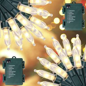 lot 20029 image: Blissun Christmas Lights, 50-Count Green Wire Light Set, Battery Operated Christmas Mini String Light with 8 Modes, 16 ft Fairy Lights for Christmas Tree Garden Wreath Decorations (2 Pack, Warm White)
