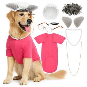 lot 20041 image: Talltalk 7 Pcs Wolf Grandma for Dogs Halloween Old Lady Costume Dogs Set with Cardigan Wig Glasses Necklace Hat for Halloween Dog Party Cosplay Dress up Outfit