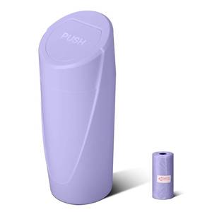 lot 20043 image: SGLRT Car Trash Can Bin with Lid - Car Garbage Can Cup Holder - Light Purple Mini Leakproof Vehicle Garbage Bin with 20pcs Trash Bags-Automotive Organizers and Storage for Front Back Seat Accessories