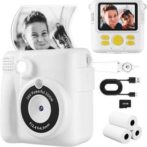 lot 20051 image: Kids Camera Instant Print, Safe Toddler Camera, HD Digital Cameras 16X Digital Zoom & 32G SD Card, 2.4����Screen Instant Print Cameras for Kids, 4 5 6 7 8 9 10 Year Old Girl & Boy Birthday Gifts, White