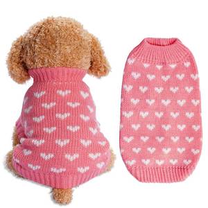 lot 20060 image: Dxhycc Dog Knitted Sweater Heart Puppy Sweater Warm Soft Pet Holiday Clothes for Small Cats and Dogs (Pink, S)