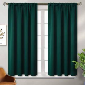 lot 20061 image: BGment Short Blackout Curtains for Bedroom Window 45 Inch Length - Emerald Green Thermal Insulated Drapes Room Darkening with Rod Pocket for Cafe Bathroom Ktichen, 42 x 45 Inch, 2 Panels