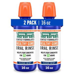 lot 20071 image: TheraBreath Healthy Gums Oral Rinse, Antigingivitis, Clean Mint Flavor, Dentist Formulated to Help Prevent Gingivitis and Support Gum Health, Alcohol Free, 16 Fl Oz (Pack of 2)