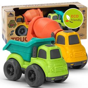 lot 20076 image: Aigitoy Toddler Car Toys for 1-3 Year Old, BPA Free, Phthalates Free, PVC, Dump Truck, Mixer Cement, Easter Christmas Birthday Gifts for 2 3 4 Year Boy Girl. Dishwasher Safe, Recycled Plastic