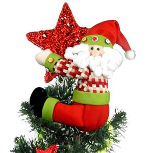 lot 20077 image: Christmas Tree Topper Santa Claus,Unique Holiday Xmas Decorations Funny Home Decor,Also Be Used As Curtain Tie and Hugger Wine Bottle,Red White Green
