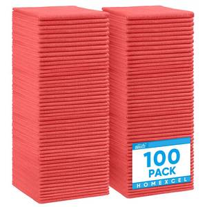 lot 20080 image: HOMEXCEL Red Microfiber Cleaning Cloth, 100 Pack Cleaning Towels for Kitchen, Lint Free, Scratch-Free, Highly Absorbent, and Reusable Cleaning Rags for House, Window and Glass, Cars, 11.5 X11.5 inch