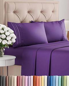 lot 20091 image: King Size 4 Piece Sheet Set - Comfy Breathable & Cooling Bed Sheets Set - Hotel Luxury Bedding for Women, Men, Kids, Teens, Boys & Girls - Deep Pockets, Ultra-Soft, Wrinkle Free - Oeko-Tex - Purple