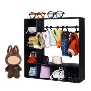lot 20104 image: Doll Clothes ClosetWardrobe Large Plus 10 Hangers, Doll Accessories Display Box, Clothes Storage for Figures, Portable Storage for Fashion Doll Clothes, Gift (Black)