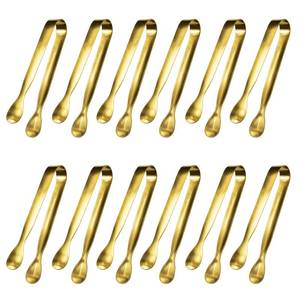 lot 20111 image: JCREN 12 Pcs Serving Tongs, Small Serving Utensils for Parties Catering Gold Tongs, Food-Grade 304 Stainless Steel Mini Appetizer Tongs for Tea Party Coffee Bar, 4 Inches - Gold