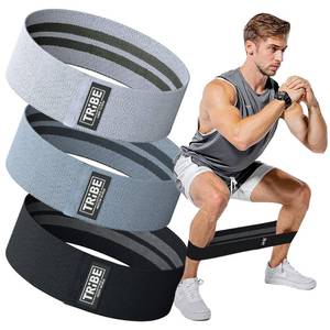 lot 20112 image: Tribe Lifting Fabric Resistance Bands for Exercise - Hip Bands for Working Out Legs, Glutes, Knees and Thighs for Men and Women - Cloth Circle Booty Bands for Physical Therapy (Gray)