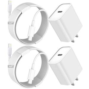 lot 20116 image: iPhone Fast Charger,Extra Long iPhone Charger Fast Charging 10Foot 2Pack i Phone Chargers 10FT USB C to Lightning Cable Cord Adapter for iPhone 14 Pro Max14 Plus13 Mini131211XXRSEiPadAirPods