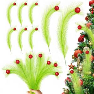 lot 20117 image: 8 Pcs Christmas Tree Topper,17 Inch Christmas Tree Decorations,Red Green Christmas Tree Picks Ornaments for Tree Decorations