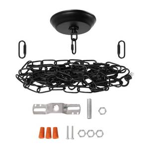 lot 20120 image: Eumyviv 10 Feet Heavy Duty Black Chain with 5 Light Canopy Kit for Chandelier, Swag Light Kit Light Fixture Mounting Bracket for Hanging Light
