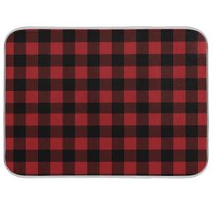 lot 20122 image: Red and Black Buffalo Plaid Dish Drying Mat 16x18 for Kitchen Merry Christmas Winter Xmas Dishes Pad Dish Drainer Rack Mats Absorbent Fast Dry Kitchen Accessories