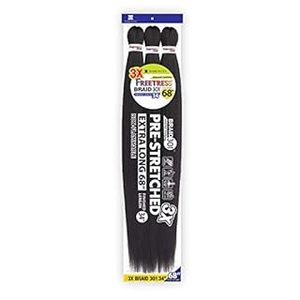 lot 20124 image: Freetress Synthetic Pre Stretched Braid - 3X BRAID 301 34  (1B Off Black)