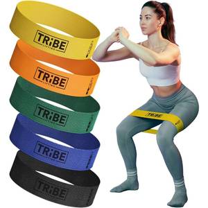 lot 20127 image: Tribe Lifting Fabric Resistance Bands for Glutes & Legs  5 Fabric Workout Bands Set  Thick Booty Bands for Squats, Lunges, Hip Training, Physical Therapy & Home Workouts