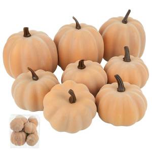 lot 20134 image: Ghrdopy Fake Pumpkins, 8 Pcs Orange Artificial Pumpkins, Plastic Pumpkins for Thanksgiving Party Table Centerpiece Autumn Home Decoration-C