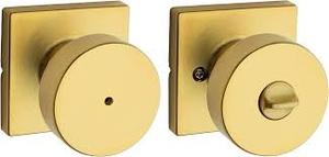 lot 13594 image: Kwikset Signature Series Pismo Door Knob Set - Satin Brass (4)