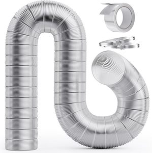 lot 13852 image: 4 Inch 8FT Semi Rigid Dryer Vent, Flexible Aluminum Dryer Vent Hose with Clamps, 3.9 Mil Aluminum Foil Tape for HVAC Ventilation, Duct Fan Systems