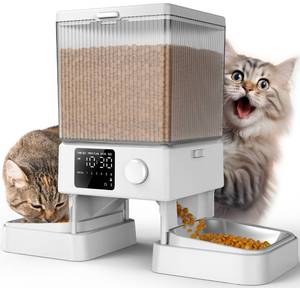 lot 1776 image: oneisall Automatic Cat Feeder for 2 Cats, 20 Cups5L Automatic Cat Food Dispenser for Small Pets Indoor, Timed Cat Feeder for Dry Food(White)