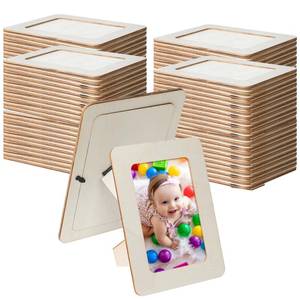 lot 1777 image: hoamayya 90 Pcs Wooden Picture Frames for Crafts, 4 x 6 inch DIY Wood Frame Bulk, Small Unfinished Standing Paintable Photo Frame for Home Birthday Party Wedding Decor