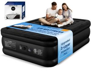 lot 1780 image: Queen Air Mattress with Built-in Pump, 800 lbs Heavy-Duty Support, 48-Hour Leak-Tested Durable PVC, 3-Layer Protection Design, 3 Min Fast Inflation, Portable Blow Up Bed for Home, Guests & Camping