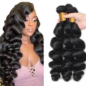 lot 2182 image: 30 32 34 Inch Loose Wave Bundles Unprocessed Brazilian Virgin Remy Hair Extensions Body Wave Bundles Human Hair Natural Color