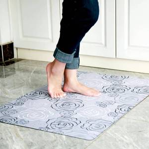 lot 2184 image: Cosilyt 110 Inch Ultra Thin 24�35 Large Front Door Mat Indoor Entrance Inside Non Slip, Waterproof Rubber Kitchen Mat and Interior Home Washable Door Mat, Rose Grey