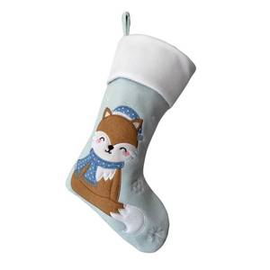 lot 2185 image: NEWYIFENG Embroidered Christmas Squirrel Reindeer Stocking, 18 x 10 inches, White (Blue, Squirrel)