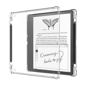 lot 2190 image: Clear Case Compatible with Kindle Scribe 10.2 (2024 Release 2022 Release) Skin Cover with Pen Holder, Lightweight Silicone Slim Thin Soft Protective TPU Back Shell - Transparent, DIY with Stickers