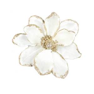 lot 2197 image: vctops 10 PCS Glitter Artificial Flower Christmas Tree Wreath DIY Ornaments 6.3 Inch Faux Flower for Xmas New Year Wedding Party Holiday Decoration,White A