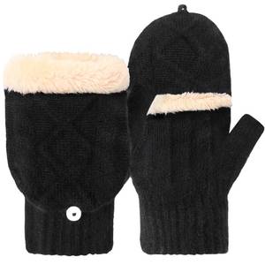 lot 2200 image: Tavaleu Womens Winter Fingerless Gloves for Men Women Convertible Thermal Knit Touchscreen Gloves with Flip Cover