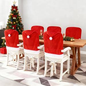 lot 2202 image: A set of 6 Christmas chair covers, measuring 23.6 x 19.6 inches. Features a stretch design and is suitable for restaurants, kitchens, home use, and indooroutdoor holiday decorations for Christmas