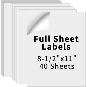 lot 2218 image: 8.5 x 11 Full Sheet Label Sticker Paper for Laser & Inkjet Printers,Self Adhesive Printer Paper Shipping Labels,Printable White Matte Mailing Label Stickers(40 Sheets,40 Labels)