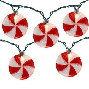 lot 2225 image: Cbebew Candy String Lights, 8.5Ft Fun String Lights with 10 Round Lollipop Light, Red Sweet Sugar Lights for Indoor Outdoor Home Bedroom Patio Halloween Thanksgiving Christmas Tree Decor, Green Wire