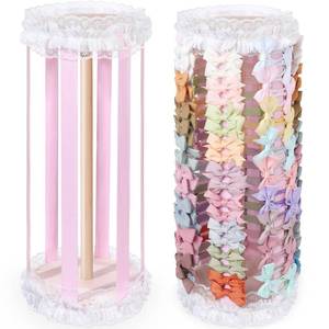 lot 2241 image: POVETIRE Bow Holder for Girls Hair Bows,Pink Hair Bow Organizer, Hair Clips Stand Hair Accessories Rack Display Decors Baby Nursery Toddler Girls Room