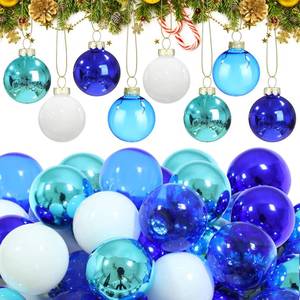 lot 2246 image: Tioncy 32 Pcs 1 Inch Mini Glass Christmas Ornaments Balls Shiny Christmas Balls Tiny Tree Hanging Decoration Small Colorful Ball Pendant for Xmas Party Supplies(Multi Blue, White)
