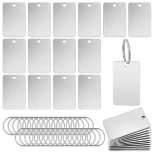 lot 2248 image: OLYCRAFT 28Pcs Metal Engraving Blanks 1.8x1 Inch Rectangle Stainless Steel Stamping Blanks with Key Rings Round Blank Tags Metal Tags with Holes Stamping Tag Pendants for DIY Craft Necklace Making