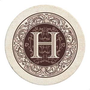 lot 2250 image: Thirstystone Monogram Letter ��H�� 4 Pack Sandstone Coasters Manufactured in The USA Decorative Absorbent Easily Wipes Clean