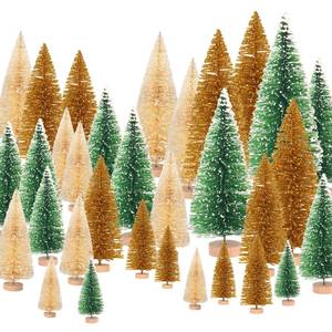 lot 2251 image: Desktop Miniature Pine Tree Tabletop Christmas Tree Small Pine Tree Decor Christmas Tree Toppers 30pcs(SilverGoldGreen 30pcs)