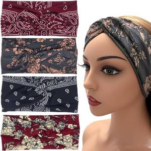 lot 2252 image: 4PCS Boho Knotted Fashion Sports Headbands, Non-Slip Stylish Sports Hair Bands for Women, Soft Cotton Cloth Stretchy Headbands for Yoga, Outdoor Exercise Running