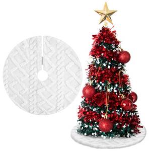 lot 2256 image: Kinlop Mini Christmas Tree Skirt 15 Mini Plush White Faux Fur Tabletop Xmas Tree Skirt Crossed Diamond Textured Pattern Base Mat for Winter Xmas Party Holiday Indoor Home Decor