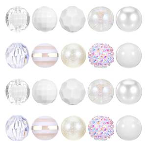 lot 2259 image: Mabor 20Pcs Chunky Bubblegum Beads, Pearl Rhinestone Beads for Beadable Pens, Beaded Pen Charms Keychain Making Supplies, 20mm Large Focal Bead for DIY Crafts Jewelry Making, White