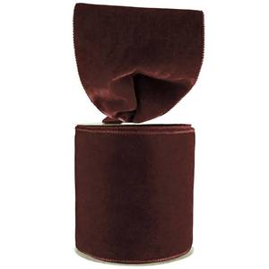 lot 2269 image: Meseey Meseey Velvet Wired Edge Ribbon, 4 Inch Width, Christmas Gift Wrapping Ribbon, Waterproof for Wreath DIY Crafts (Brown, 20 Yards)