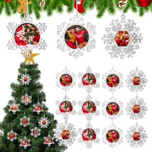 lot 2274 image: Soaoo 12 Pcs 2025 Metal Christmas Photo Frame Ornament Bulk Silver Snowflake Tree Picture Frame Ornament Double-Sided for Christmas Tree Hanging Xmas Home Indoor Outdoor Decorations Keepsake Gifts