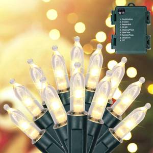 lot 2277 image: Blissun Christmas Lights, 50-Count Green Wire Light Set, Battery Operated Christmas Mini String Light with 8 Modes, 16 ft Fairy Lights for Christmas Tree Garden Wreath Decorations (1 Pack, Warm White)
