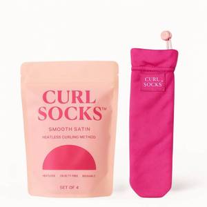 lot 2285 image: Curl Socks Heatless Hair Curler Set, Overnight Curlers for Heatless Curls, 4-Piece Satin and Cotton Curling Rods with Secure Toggle, Reusable Hair Accessories for Women