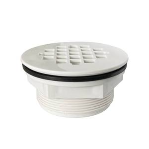 lot 2298 image: CKB 2 Inch PVC White Filter Shower Drain, White Round Plastic Shower Receiver Drain for Shower Base.