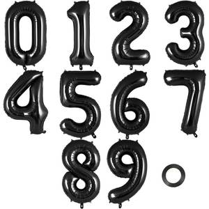 lot 4293 image: Number balloons 16 Inch, Black Number Foil Balloons 0-9, Small Mylar Balloon Numbers for Birthday Aniversary Silver Party Decorations Supplies