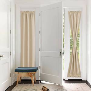 lot 4333 image: PONY DANCE Blinds for Doors - Window Treatments Blackout Panels Solid Heavy-Duty Rod Pocket Front Door Drapes with Tieback, 25 by 60 inches, Biscotti Beige, 1 Piece